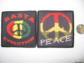 Rasta Peace ofsetová nášivka po krajoch obšívaná  cca. 9x9cm  cena za 1ks!!